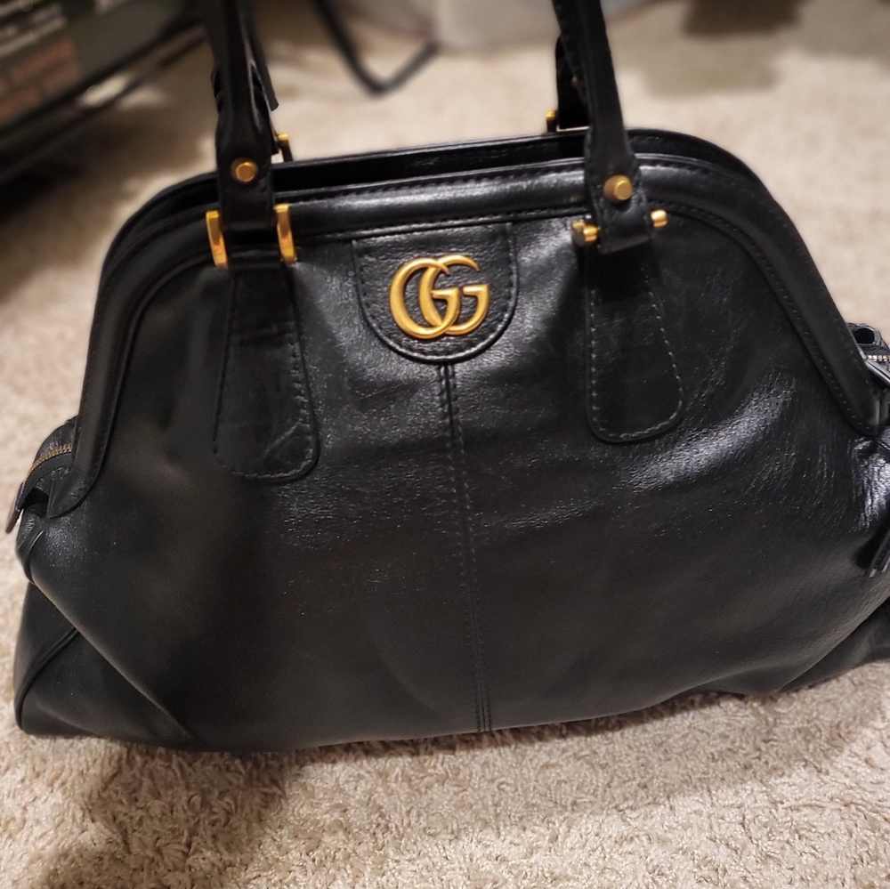 Gucci XL black leather women handbags